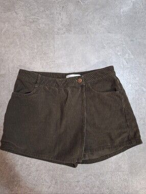 Zara Olive Green Corduroy Skort - Womens Size Large